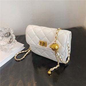 菱格金球側揹袋（白色）